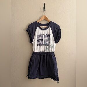 Anthropologie daily practice New York Graphic Dress in Navy and White
